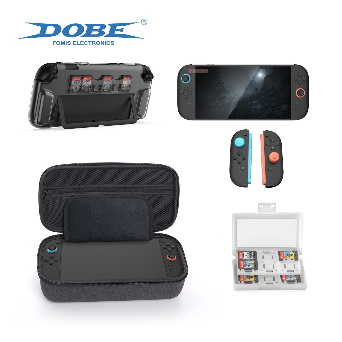 For Switch 2 10-in-1 set host storage bag+crystal case+tempered film+card box+joystick cap