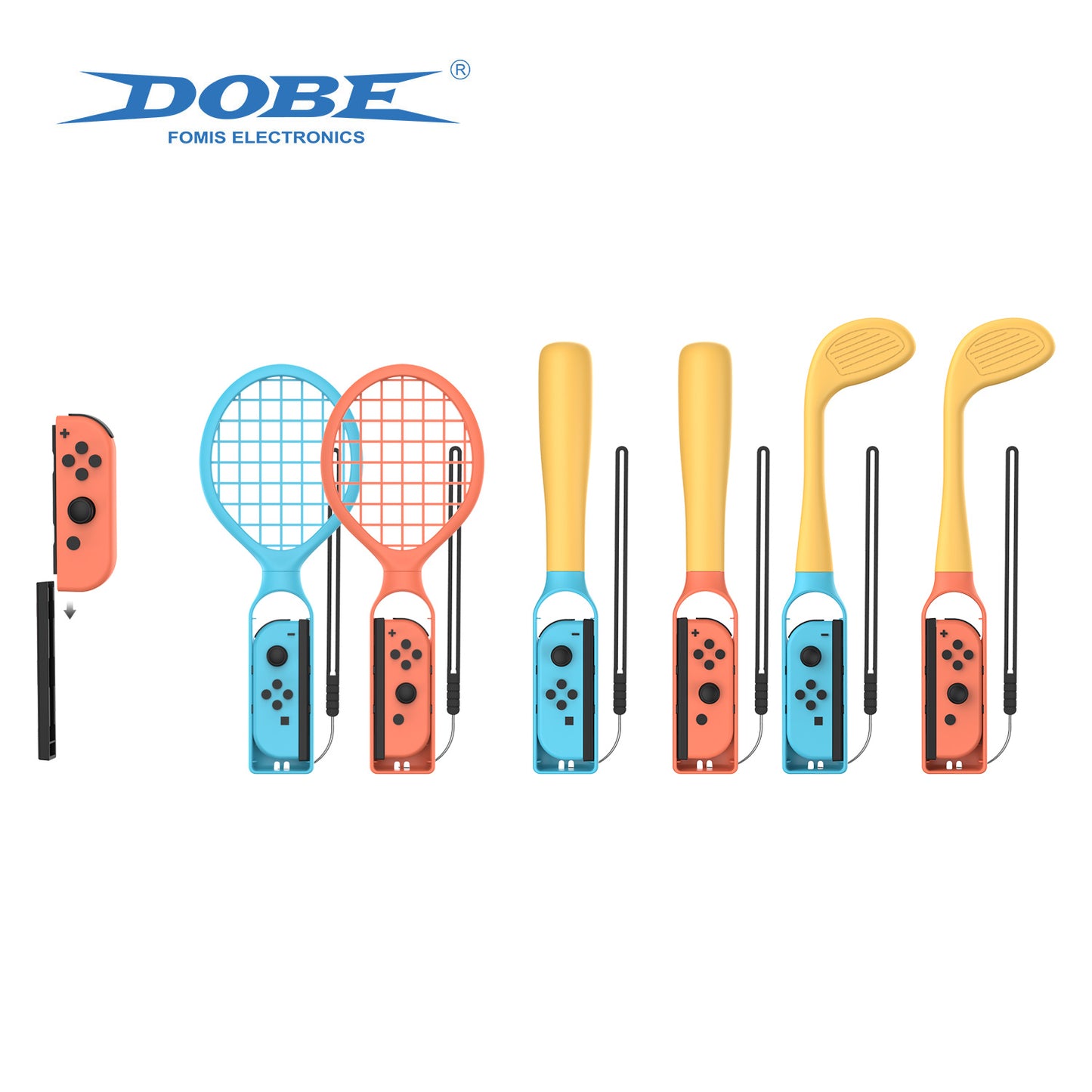 6-in-1 Sports Kit for Nintendo Switch 2 / Switch / Switch OLED Baseball Bat / Tennis Racket / Golf Club Joy-Con Grip