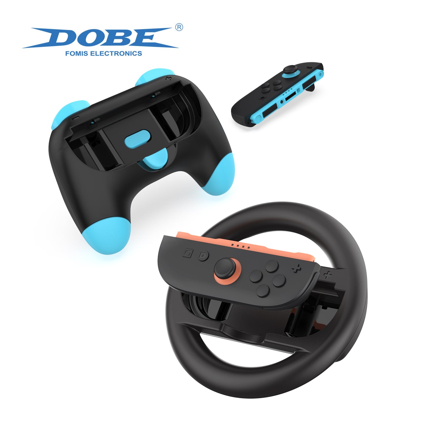 4-IN-1 Racing Steering Wheels and Hand Grips for Switch 2 Gamepad Handle, Left & Right Controller Bracket Stand Holder