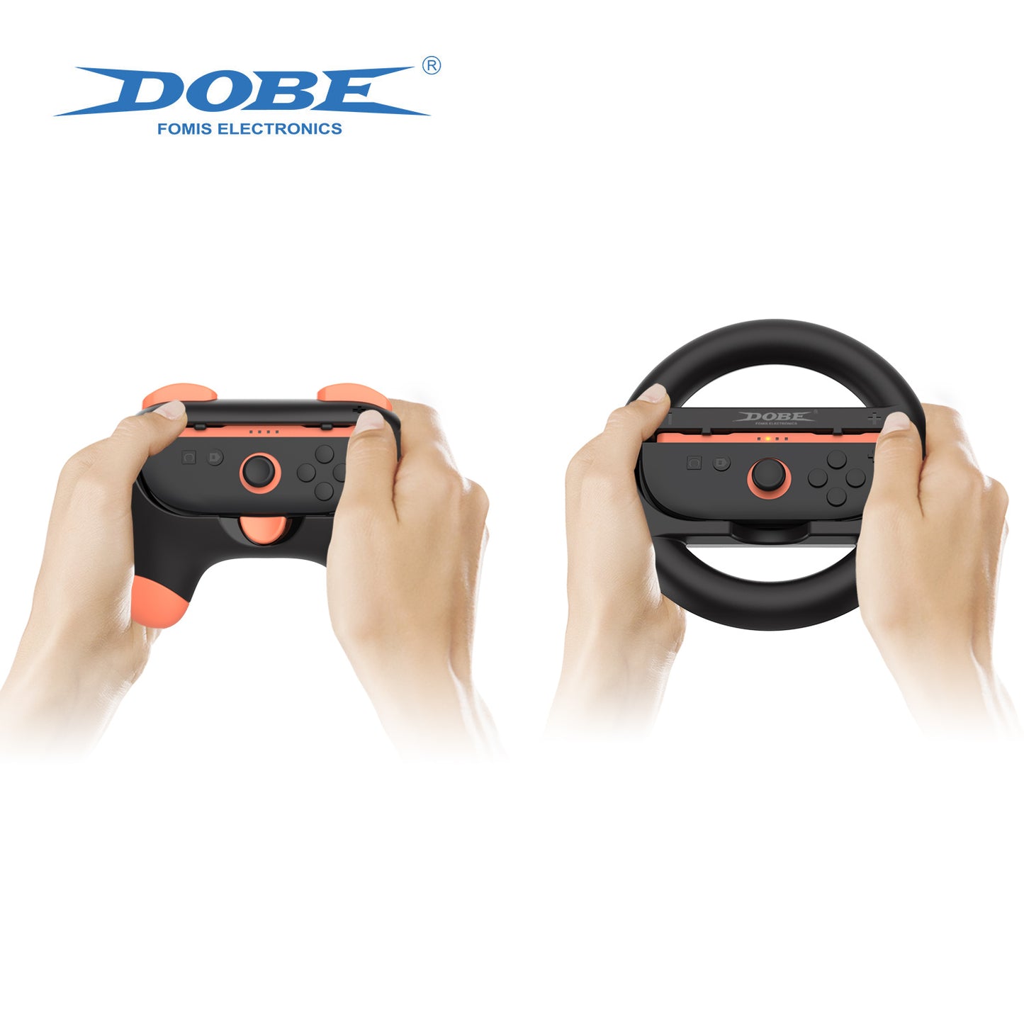 4-IN-1 Racing Steering Wheels and Hand Grips for Switch 2 Gamepad Handle, Left & Right Controller Bracket Stand Holder
