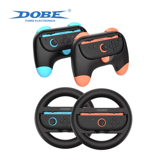 4-IN-1 Racing Steering Wheels and Hand Grips for Switch 2 Gamepad Handle, Left & Right Controller Bracket Stand Holder