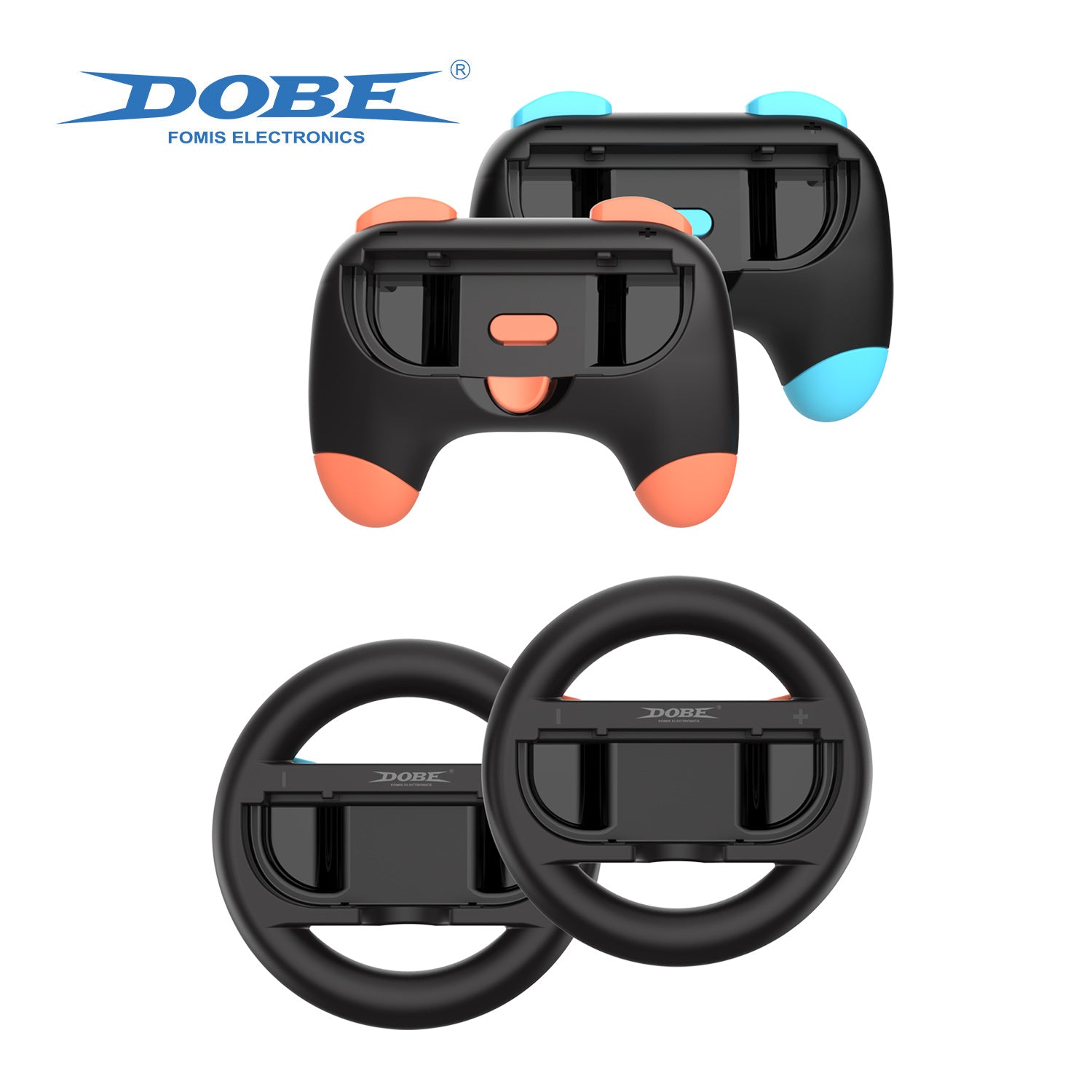 4-IN-1 Racing Steering Wheels and Hand Grips for Switch 2 Gamepad Handle, Left & Right Controller Bracket Stand Holder