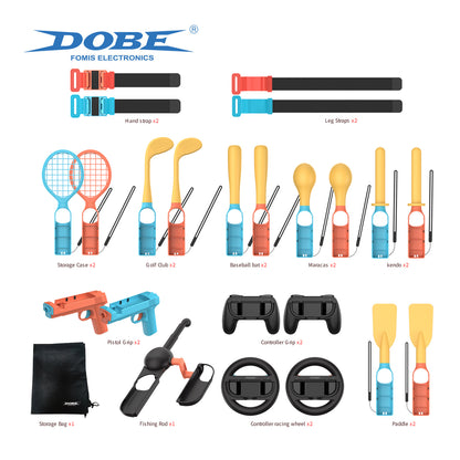 For Nintendo Switch 2 24-in-1 Motion Gaming Kit with Tennis Racket / Fishing Rod / Shooting Gun Joy-Con Holder