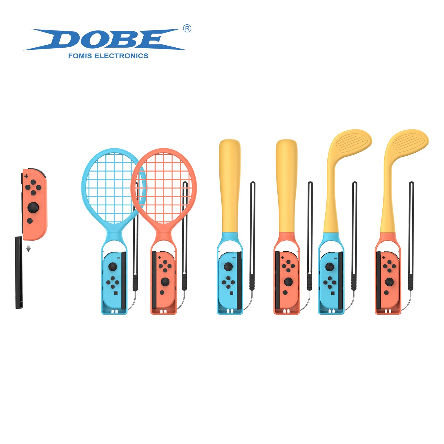 6-in-1 Sports Kit for Nintendo Switch 2 / Switch / Switch OLED Baseball Bat / Tennis Racket / Golf Club Joy-Con Grip